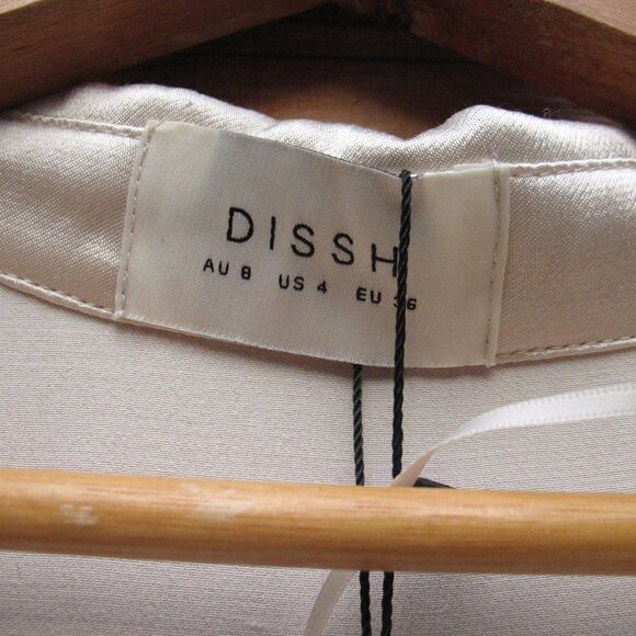 NWT Dissh Simone Satin Short Sleeve Button Front Blouse Top - Picture 8 of 11